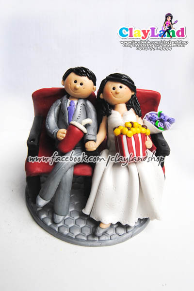 Polymer Clay Wedding Cake Topper  Movie theme by Claylandshop