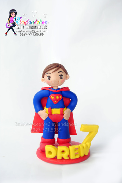 Polymer Clay Superman Birthday Cake Topper  by Claylandshop