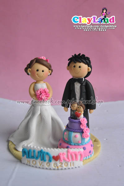 Polymer Clay Wedding Cake Topper by Claylandshop