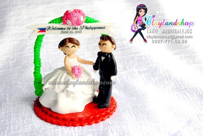 Polymer Clay Wedding Cake Topper by Claylandshop