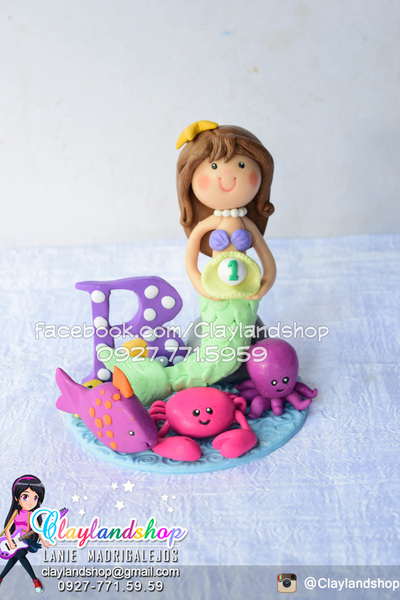 Polymer Clay Under The Sea Little Mermaid Cake Topper by Claylandshop