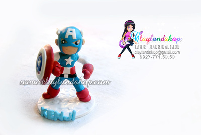 Polymer Clay Captain America Birthday Cake Topper by Claylandshop