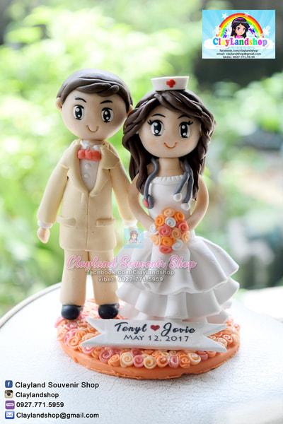 Polymer Clay Nurse Groom and Nurse Bride Wedding Cake Topper by Claylandshop