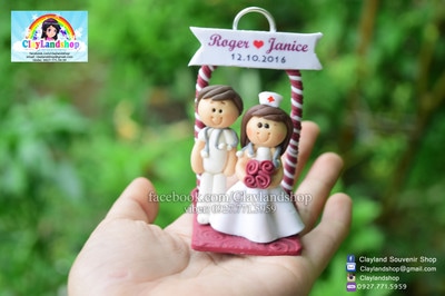 Nurse Groom & Nurse Bride Wedding Clay Souvenir